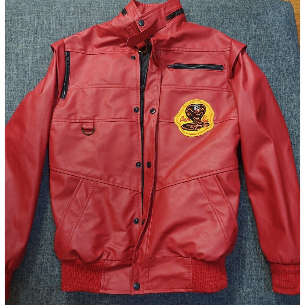 Cobra Kai Faux Leather Jacket Full Zip W/ Patch Size 2XS Netflix